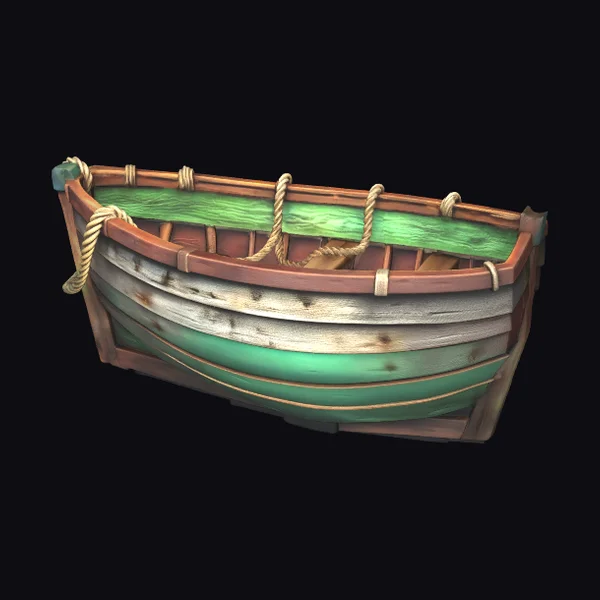 Weathered Wooden Rowboat