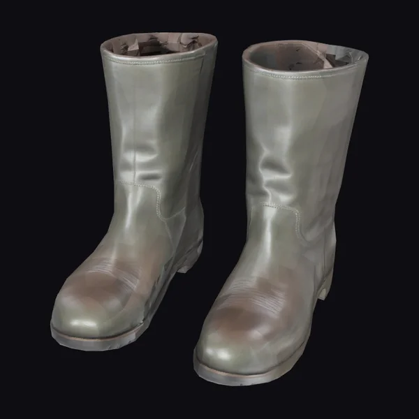 Gray Leather Knee High Boots