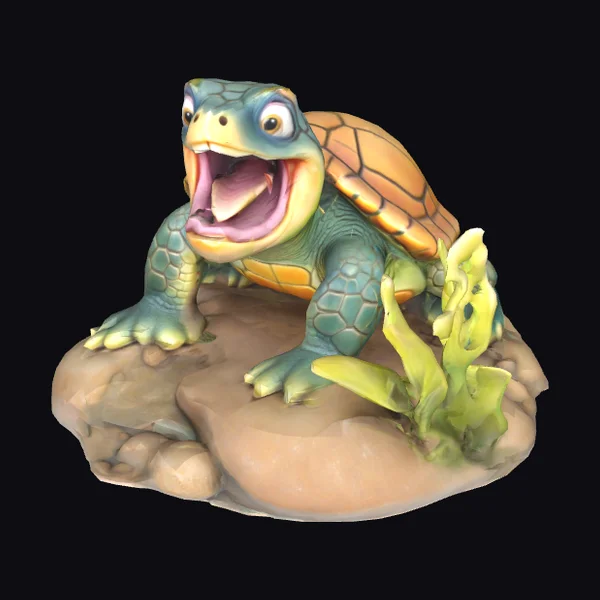 Yawning Turtle on Rock