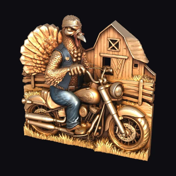 Biker Turkey on Motorcycle