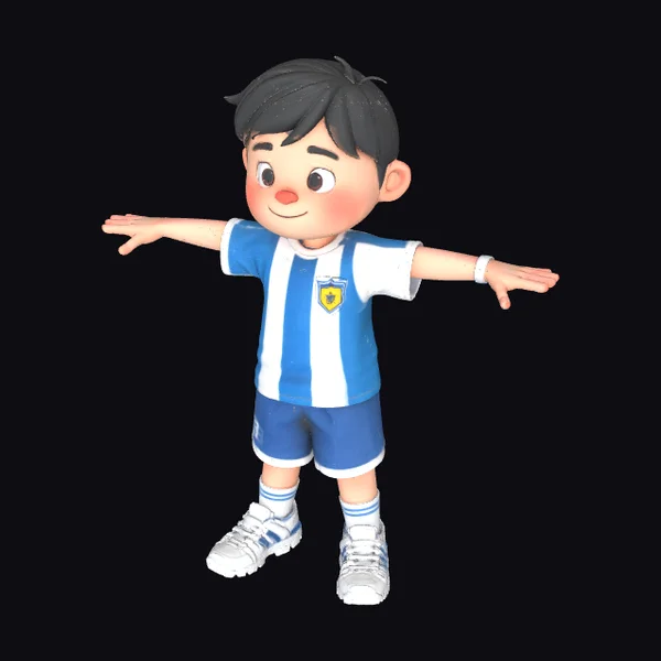 Boy in Blue Soccer Outfit