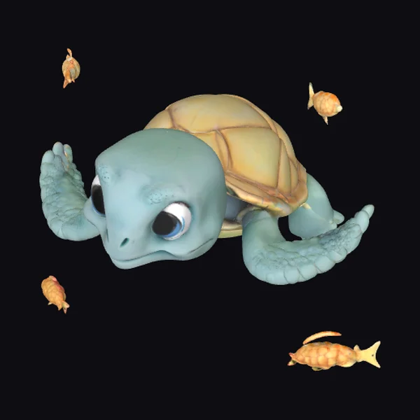 Sea Turtle with Fish