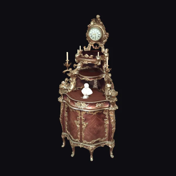 Gilded Rococo Clock Cabinet