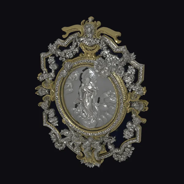 Virgin Mary Cameo Brooch