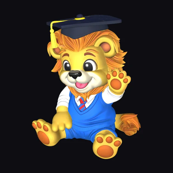 Lion Wearing Graduation Cap