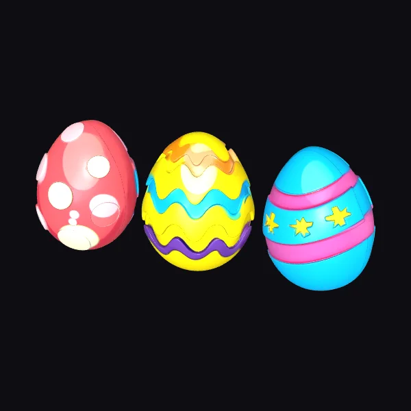 Three Patterned Easter Eggs