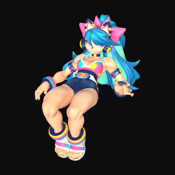 Colorful Anime Cat Girl