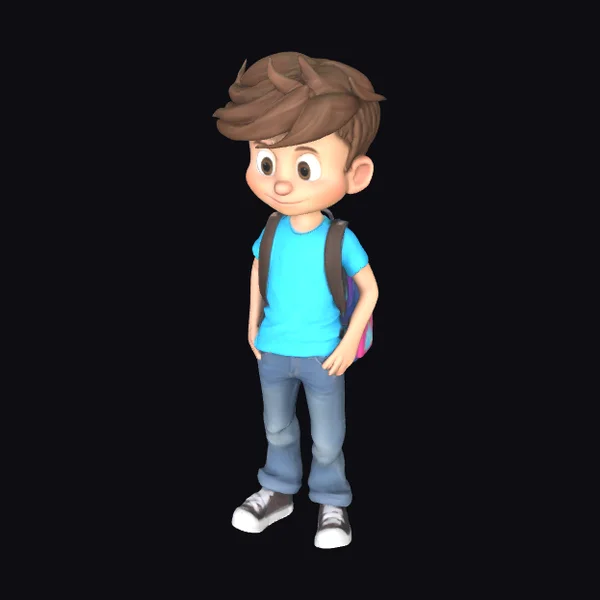 Skinny Boy with Backpack