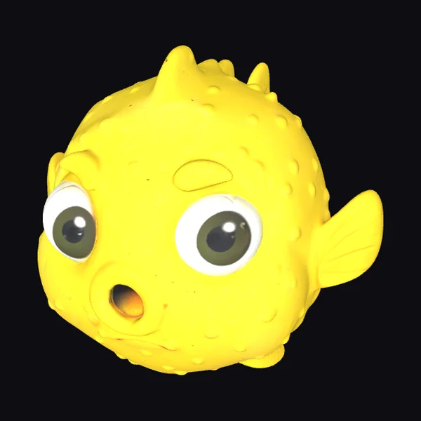 Yellow Puffy Fish Toy