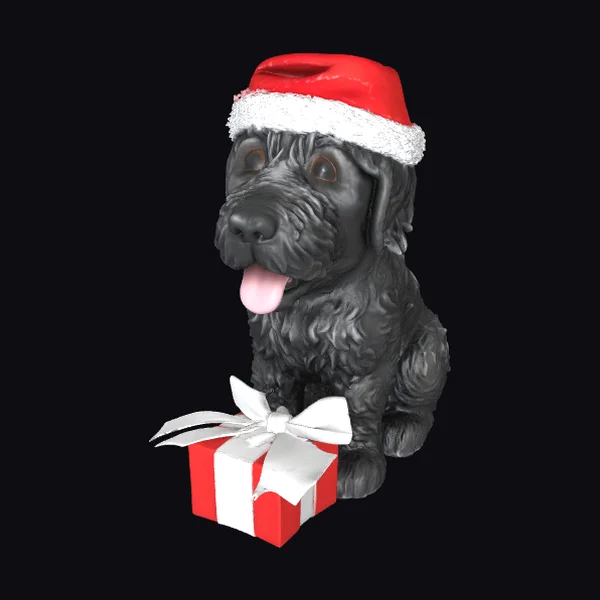 Black Dog in Santa Hat