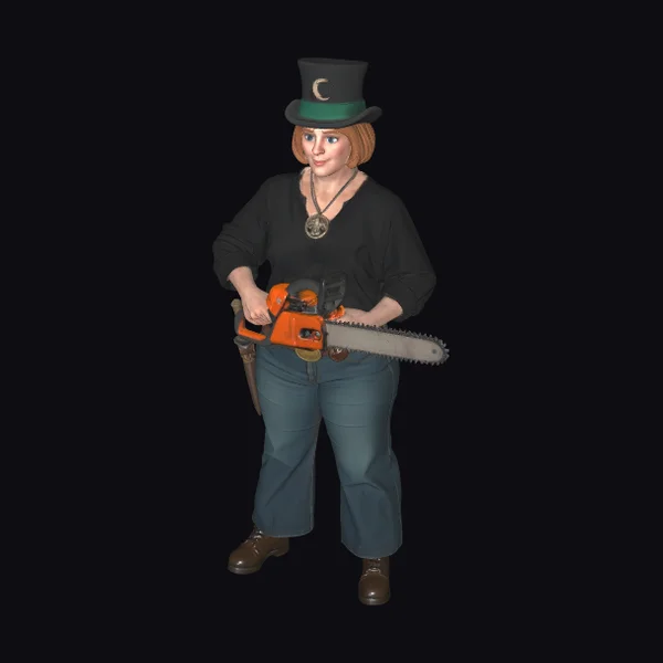 Woman with chainsaw