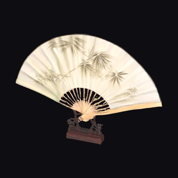 Bamboo Fan on Stand