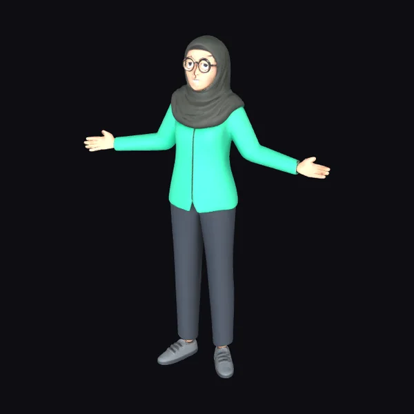 Woman Wearing Hijab Glasses