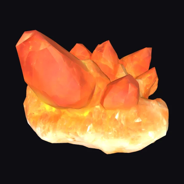 Glowing Orange Crystal Cluster