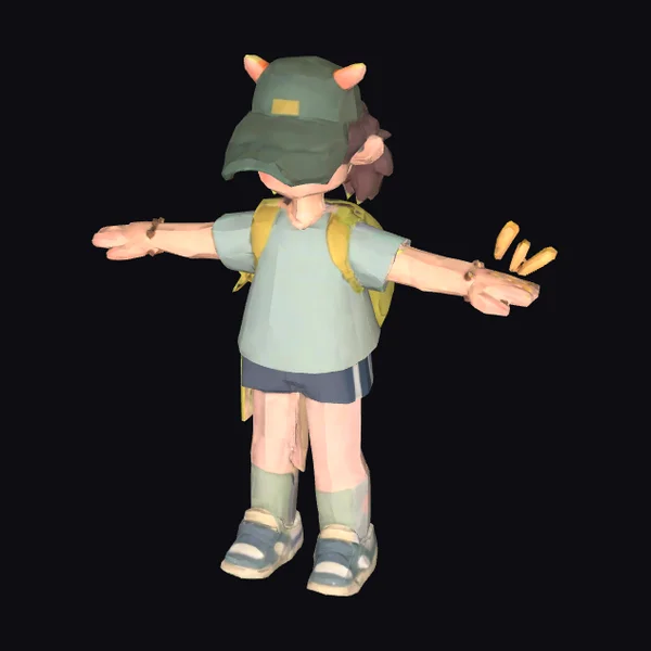 Cartoon Kid with Backpack