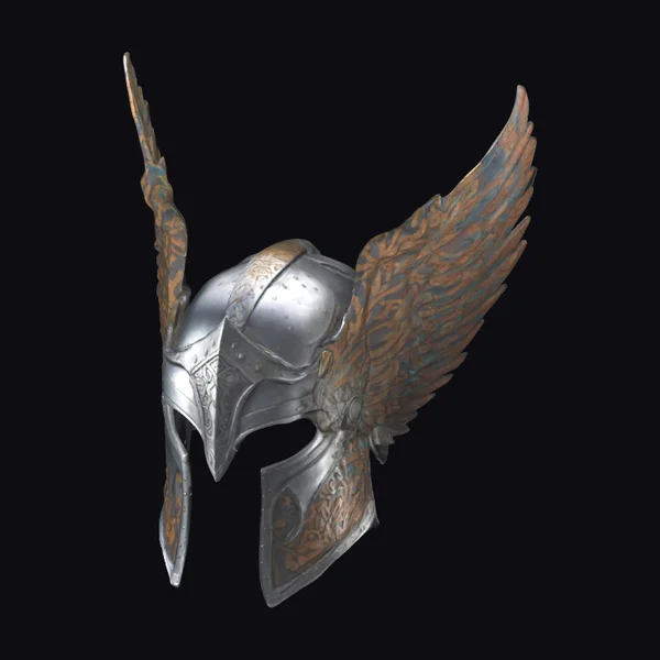 Winged Silver Battle Helm