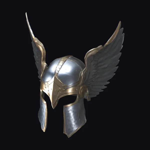 Winged Silver Battle Helm