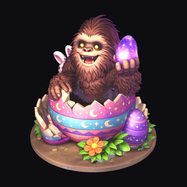 Easter Sasquatch in Egg