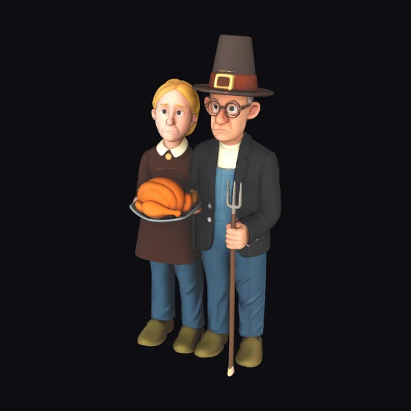 Thanksgiving Couple Holding Turkey