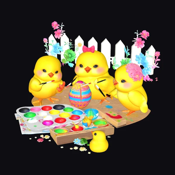 Easter Chicks Painting Egg