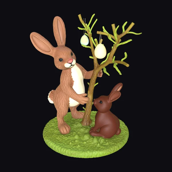 Easter Bunny Tree Scene