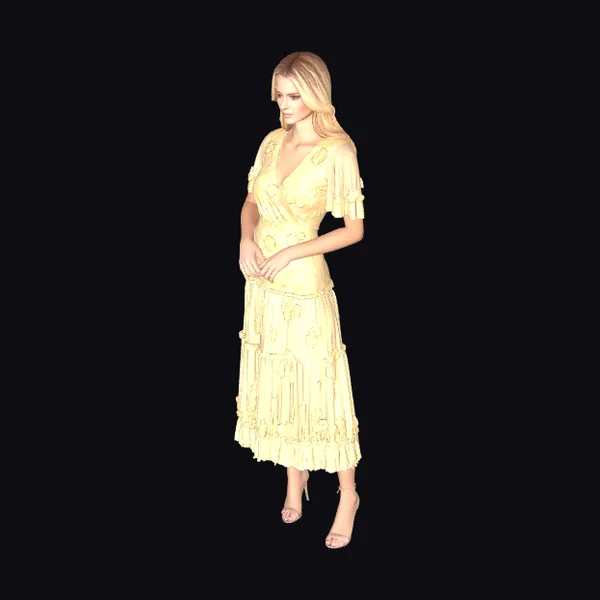 Woman in Yellow Lace Dress