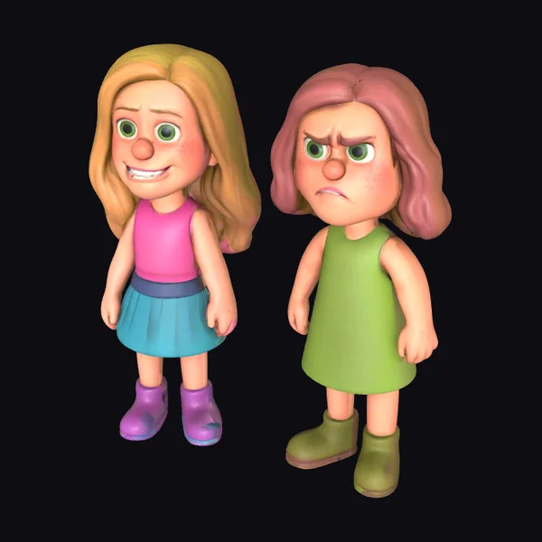 Contrasting Twin Girls