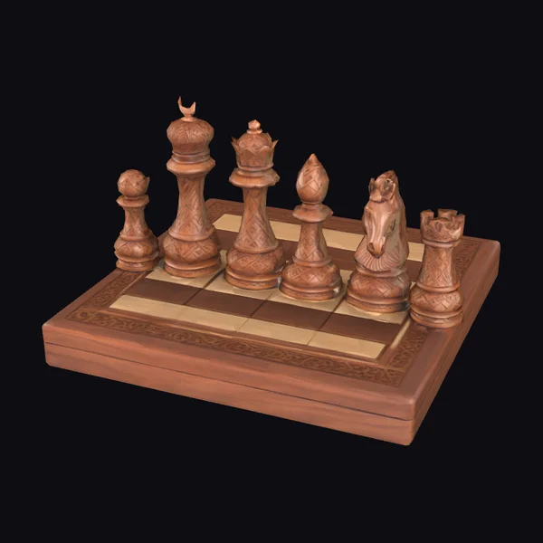 Ornate Wooden Chess Set