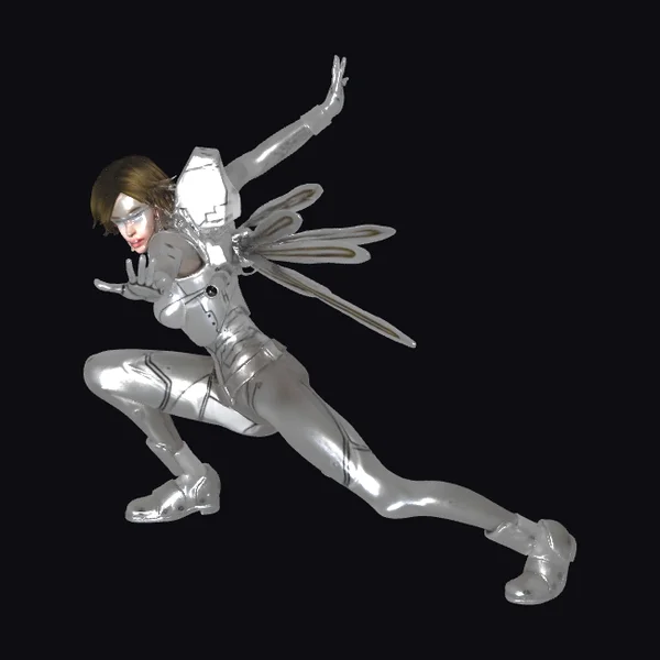 Silver Cyborg Female Warrior