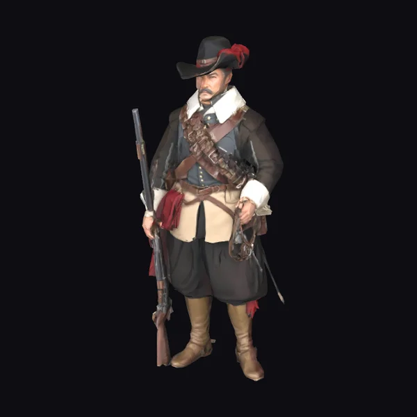 Musketeer with Feathered Hat