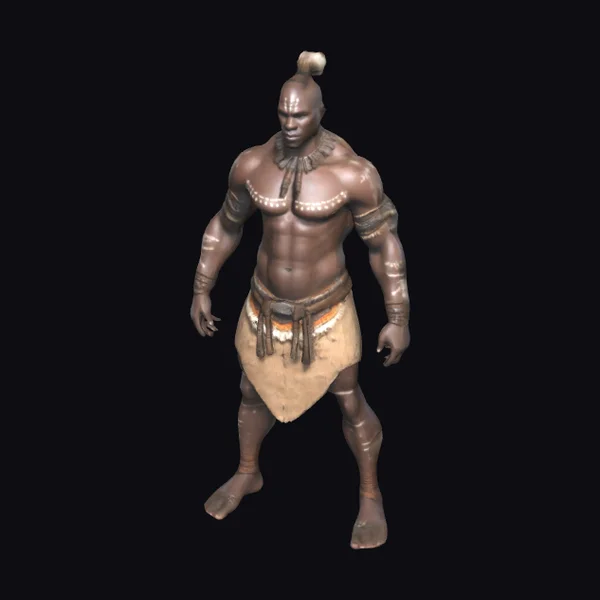 African Zulu Warrior T-pose
