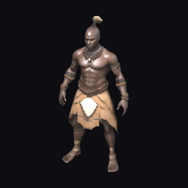 African Zulu Warrior T-pose