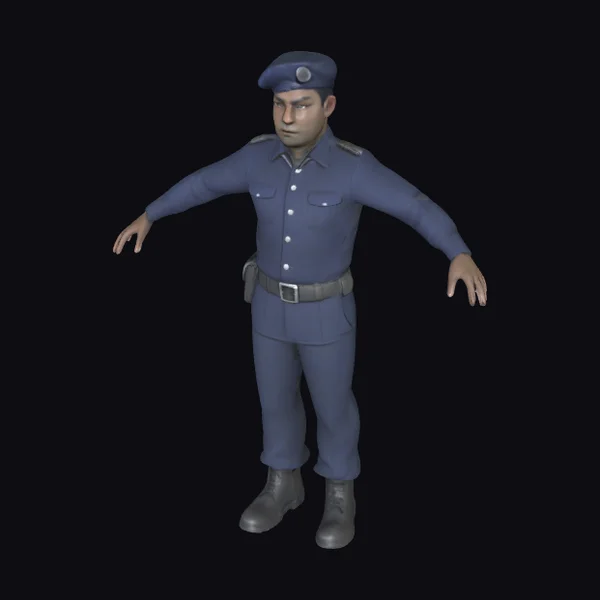 Policeman in Blue Uniform