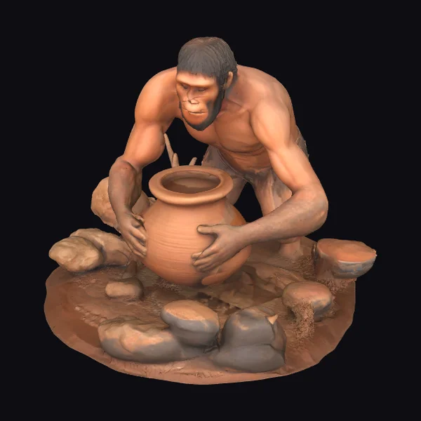 Ancient Man with Pottery