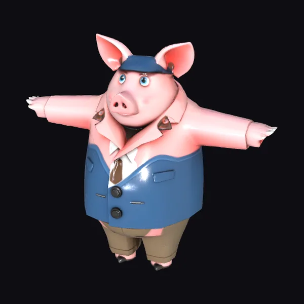 Anthropomorphic Pink Pig