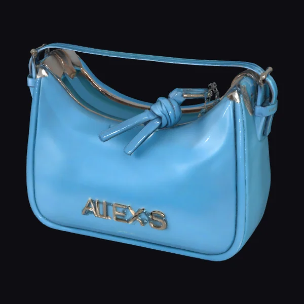 Blue Leather Shoulder Bag