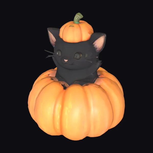 Black Cat in Pumpkin