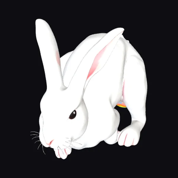 Crouched White Easter Bunny