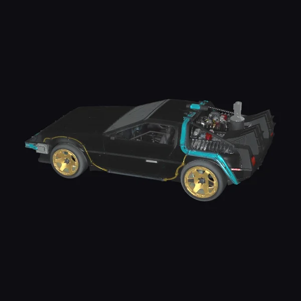 Black Car with Exposed Engine