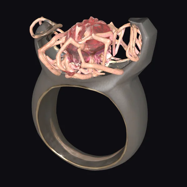 Cockroach Silver Ring Amethyst