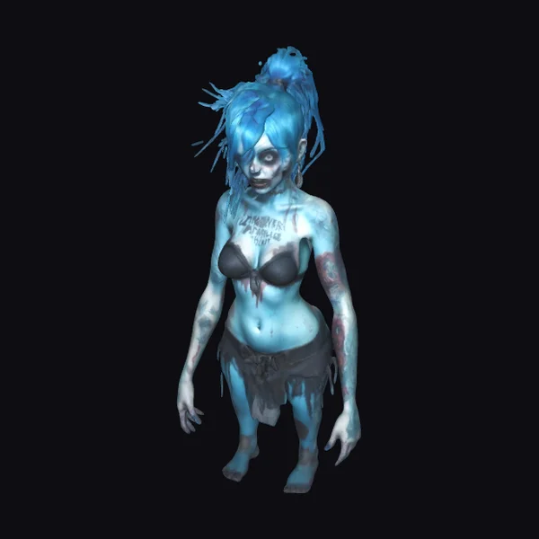 Zombie Girl Blue Tattoos