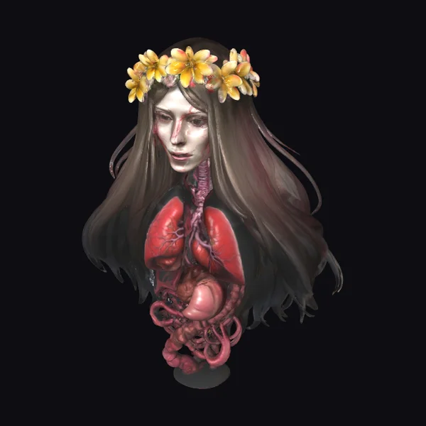 Anatomical Flower Crown Portrait