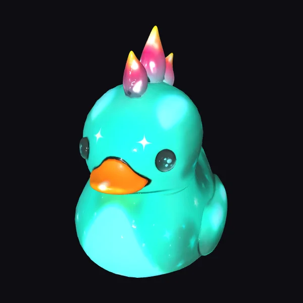 Glowing Teal Duck Figurine