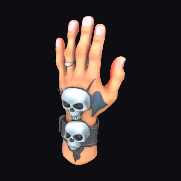 Biker Hand with Skull Cuff