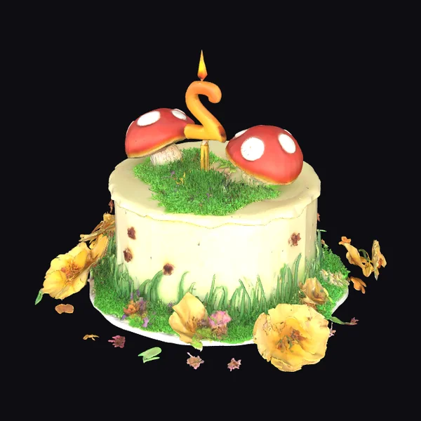Cartoon Mushroom Birthday Cake