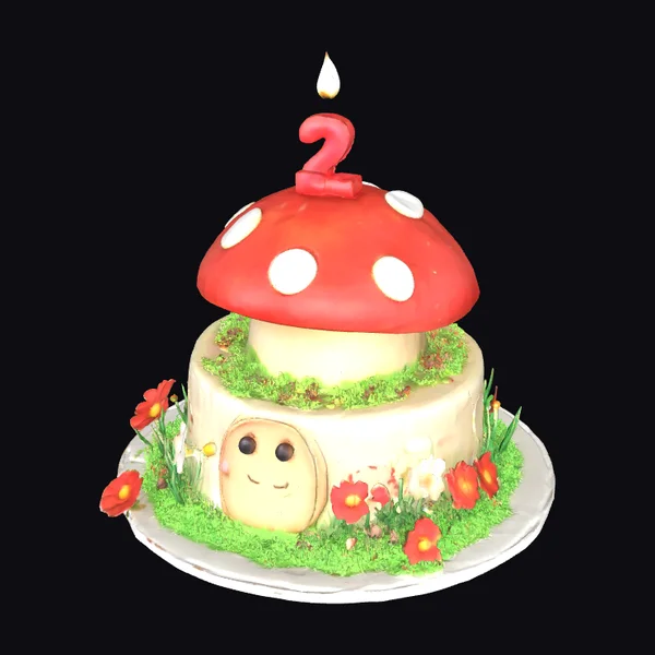 Cartoon Mushroom Birthday Cake