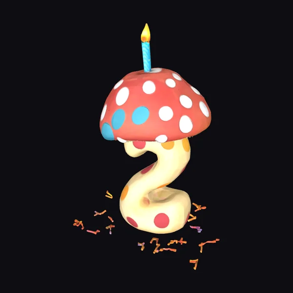 Cartoon Birthday Mushroom Cake