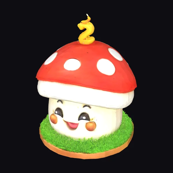 Cartoon Mushroom Birthday Cake
