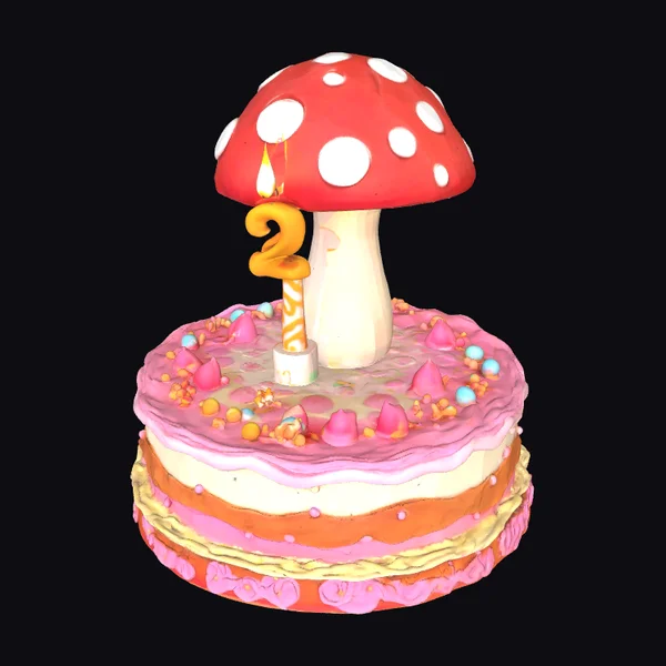 Cartoon Mushroom Birthday Cake