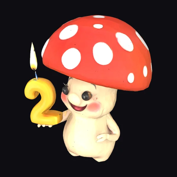 Cartoon Mushroom Holding Candle